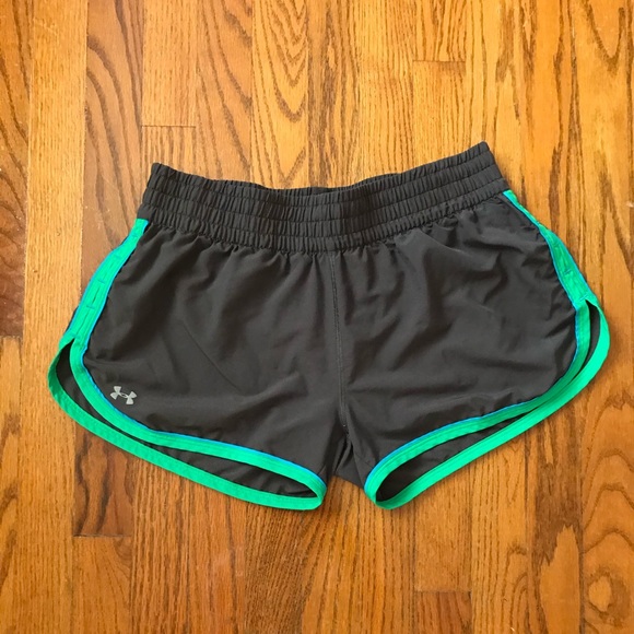 Under Armour Pants - Under Armour Gray and Green Running Shorts Size M